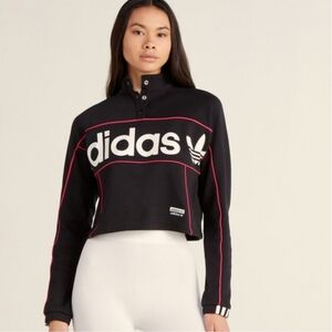 Adidas Logo Track Jacket Top Shirt Size Medium Black White Pink